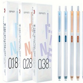 Resim İnce Uçlu Jel Mürekkepli Rulman Kalemler, 0.18mm/0.28mm/0.38mm, Hızlı Kuruma, Geri Çekilebilir, Hafif, Sıvı Mürekkep, Plastik Malzeme, Öğrenciler ve Ofis Kullanımı için 