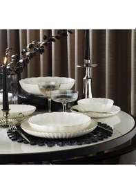 Resim Kütahya Porselen Bone Luz Form Yemek Takımı Platin Fıle 52 Parça 12 Kişilik Bnlzf52yt220 Çok Renkli 