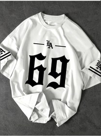 Resim Snapbuy La Mektup Baskı Grafik Tişört Kısa Kollu Unisex Yaz Giyim Spor Tişörtükahverengierkek Kahverengi 