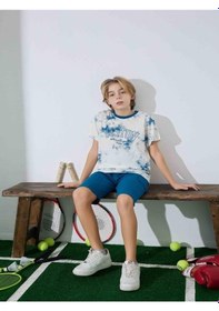 Resim Kıpırık Baby Erkek Çocuk Mavi Desenli Şortlu Pijama Takımı-1261 Mavi 