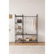 Resim Mobitopya Nilamu Elbise Dolabı / Metal Aksamlı / Antrasit Gri / Açık Dolap / Organizer / Askılık 
