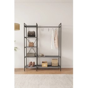 Resim Mobitopya Nilamu Elbise Dolabı / Metal Aksamlı / Antrasit Gri / Açık Dolap / Organizer / Askılık 