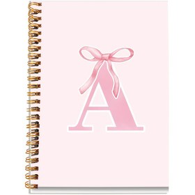 Resim 5.5 x 21.08 cm spiral defter, 50 sayfa ile, şık pembe kurdele tasarımı ile, kişisel hediye ve monogramlı hediye için ideal, kadınlar için uygun, kolej kullanımı için uygun. 