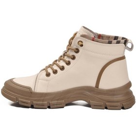 Resim Gamelu Bej Bağcıklı Kaymaz Taban Kadın Sneaker Bot Çok Renkli 