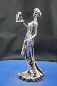 Resim Antik Yunan Mitolojisinde İlk Kadın Heykel Biblo Merak Ve Kaderin Sembolü Aksesuar 27 Cm Gümüş 