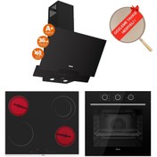 Resim Ferre FryArt&FlowArt Zenvora Sessiz Davlumbaz Elektrikli Siyah Ank. Set (D063-SA + MS263 + QXE62CS) 