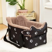 Resim Küçük Köpekler & Kediler için Rahat Evcil Hayvan Yükseltmeli Araba Koltuğu - Taşınabilir Merkezi Konsol Güvenlik Seyahat Yatağı, Dayanıklı Polyester 