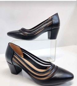 Resim Siyah Renk Fincan Kısa Kalın Topuk Fileli Abiye Ayakkabı 001 