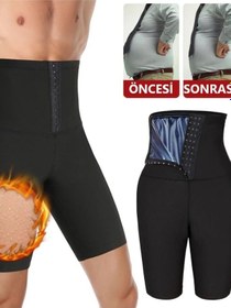 Resim Mistirik Sauna-şort Model Alt Karın Ve Göbek Bölgesi Etkili Agraflı Spor Termal Şort Siyah 