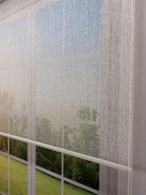 Resim Olympos Serisi Kırçıl Desenli Çift Mekanizmalı Beyaz Tül Mavi Stor Perde Mavi 