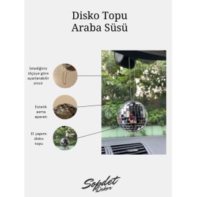 Resim Parlak Disko Topu Dikiz Aynası Süsü, 6 Cm, Otomobil Aksesuarı 