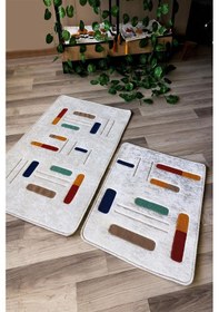 Resim Dijital Baskı Kaymaz Taban Yıkanabilir 2'li Punch Banyo Paspas Takımı Pcp004 Renkli 