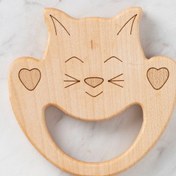 Resim Hobi Baby Kedi Figürlü Organik Ahşap Diş Kaşıyıcı 