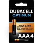 Resim Duracell Optimum AAA İnce Kalem Pil 1,5V 4'lü Paket (MX2400) 