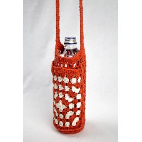 Resim Pulur.co Kiremit Rengi Örgü Suluk ve Telefon Çantası 