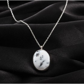 Resim Haşimi Doğaltaş Dendrit Opal Doğaltaşlı Minimal Gümüş Kolye 