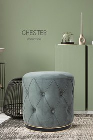 Resim Zem Chester Puf, Gri Gold 