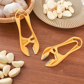 Resim 1 Adet Paslanmaz Çelik Sarımsak Soyucu - Ergonomik Manuel Bej Renkli Sarımsak Ayırıcı ve Kozalak Ayracı, Ev ve Ticari Kullanım İçin Dayanıklı Mutfak Gereci, Kolay Soyma, Kompakt Tasarım, Sağlam Yapı, Yemek Tutkunları İçin 