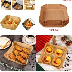 Resim Büyük Boy Air Fryer Fritöz Pişirme Kağıdı 50 Adet 