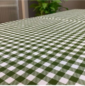 Resim Uretti - Hacer 3194 - El Yapımı Yeşil Ekoseli Masa Örtüsü Yeşil 