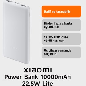 Resim Xiaomi Taşınabilir Batarya 10000 Mah Hızlı Şarj 22,5W Powerbank Beyaz 