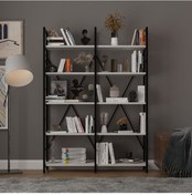 Resim 6 Raflı Metal Kitaplık İki Modül-metalk02-kül Gri 