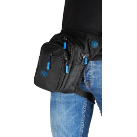 Resim İmaks Çok Gözlü Su Geçirmez Unisex Siyah Bel Bacak Omuz Motosiklet Kurye Çantası Bodybag Mavi Siyah 4962 