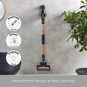 Resim Karaca Vantuz Power Force Pro 2 in 1 Şarj Edilebilir Dik Süpürge Matte Black Bronz 