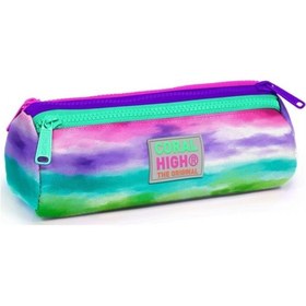 Resim Coral High Renkli Airbrush Üç Bölmeli Kalem Çantası - Kız Çocuk 