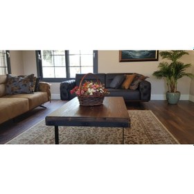 Resim Deryawood Masif Ahşap Dogal Ağaç Orta Sehpa Ceviz 85x85x45 Cm 