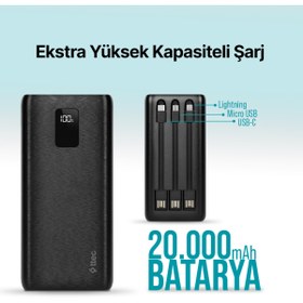 Resim Ttec PowerSlim Trio LCD 20.000mAh PD 22,5W Dahili Kablolu Taşınabilir Şarj Aleti / Powerbank 