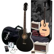 Resim Epiphone PR-4E Elektro Akustik Gitar paketi (Siyah) 