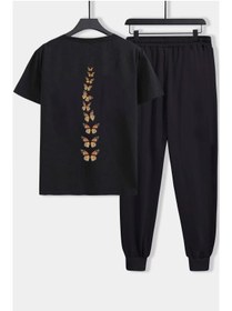 Resim classy moda Unisex Oversize Eşofman Takımı Kısa Kollu T-shirt Rahat Kalıp Günlük Spor Yazlık 