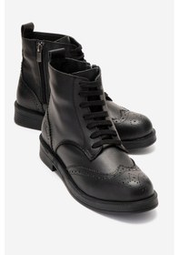 Resim Luvishoes Nelvy Siyah Cilt Hakiki Deri Kadın Bot Siyah 