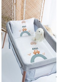 Resim Lilabio %100 Pamuk Saten İsme Özel İsimli 70x120 Park Yatak Nevresim Seti Arabalar 