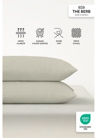 Resim 2'li Havlu Dokulu Yastık Kılıfı Seti 50 X 70 Fermuarlı Yumuşak Terry Kumaş Naturel Bej 