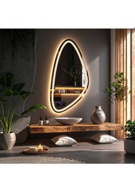 Resim Sinela Günışığı Lazer Kumlamalı Lavabo & Banyo Aynası Dokunmatik Sensörlü 100 X 50 Cm 
