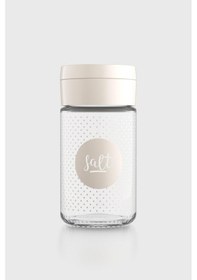 Resim Renga Dorian Salt Desenli 105 Ml Bej Kapaklı Cam Tuzluk 122007 Bej 