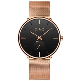 Resim CIVO Rose Gold Yüksek Kalite Paslanmaz Çelik Hasır Kordonlu Su Geçirmez Erkek Kol Saati 