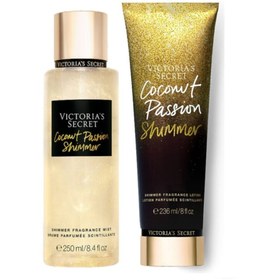 Resim Victoria's Secret Coconut Passion Shimmer Vücut Losyonu Ve Spreyi 2'li Set 