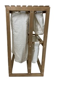 Resim Rusthing Doğal Ahşap Üç Bölmeli Kirli Çamaşır Sepeti Banyo Çok Amaçlı Çamaşır Sepeti Ceviz Rengi 