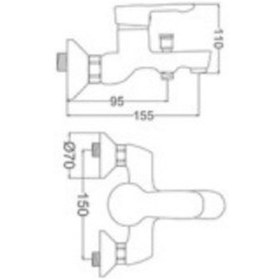 Resim Gms Zümra Siyah Krom Banyo Duş Bataryası Zm303-K Siyah 