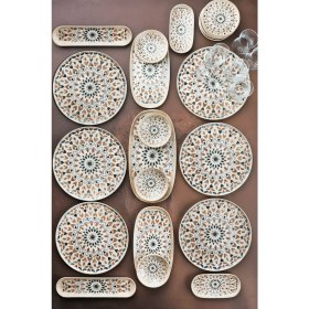 Resim Bev Kitchen Antik Desen 29 Parça Porselen Kahvaltı Takımı 6 Kişilik Kahvaltılık Takımı & Seti 
