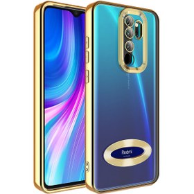 Resim Fibaks Redmi Note 8 Pro Kılıf Kamera Lens Korumalı Şeffaf Renkli Logo Gösteren Parlak Kapak 