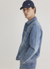 Resim Mavi - Drake Classic Denim Puslu Indigo Mavi Jean Ceket 010143-89136 Koyu Mavi 