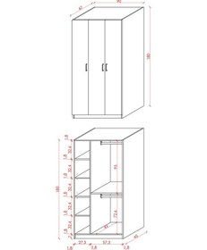 Resim %100 Mdflam 3 Kapaklı Gardrop 90cm G-07 Kül Gri 