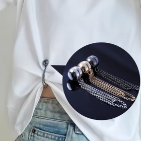 Resim 1/3 adet Ayarlanabilir Tokalı Tişört Kısaltma Kıyafetleri, Uzun Etek Kenarı Sabitleme Düğmesi, Manyetik Anne Tokası, Bel Düğmesi 