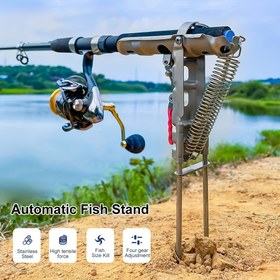 Resim 1 adet Katlanabilir Çift Yay Tasarımı Balıkçılık Çubuğu Tutacağı - Paslanmaz Balıkçılık Çubuğu Standı 