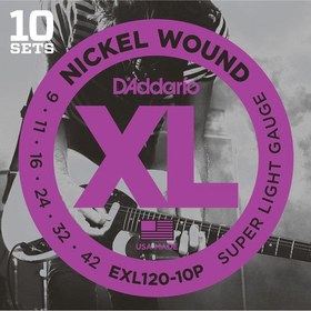 Resim D'Addario EXL120-10P XL Nickel Elektro Gitar Teli - Super Light (9-42) (10'lu Paket) 
