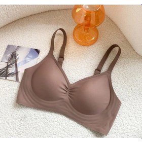 Resim Hafif Dikişsiz Hiç Yok Hissi Veren Lazer Kesim İz Yapmaz Günlük Yoga Spor Da Estetik Zarif Sütyen Kahverengi 